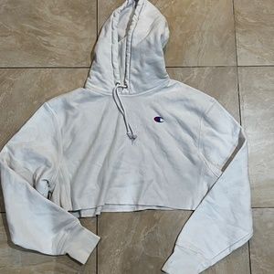 Champion white crop pullover hoodie sweater medium